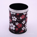 PU Open Top Black Flower Design Waste Bin (A12-1903AD)